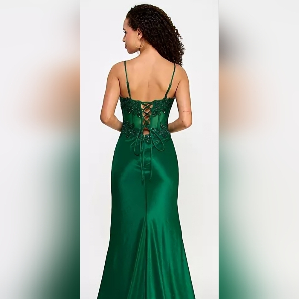 TLC Say Yes To The Prom Green Embellished Corset Gown - Picture 10 of 14